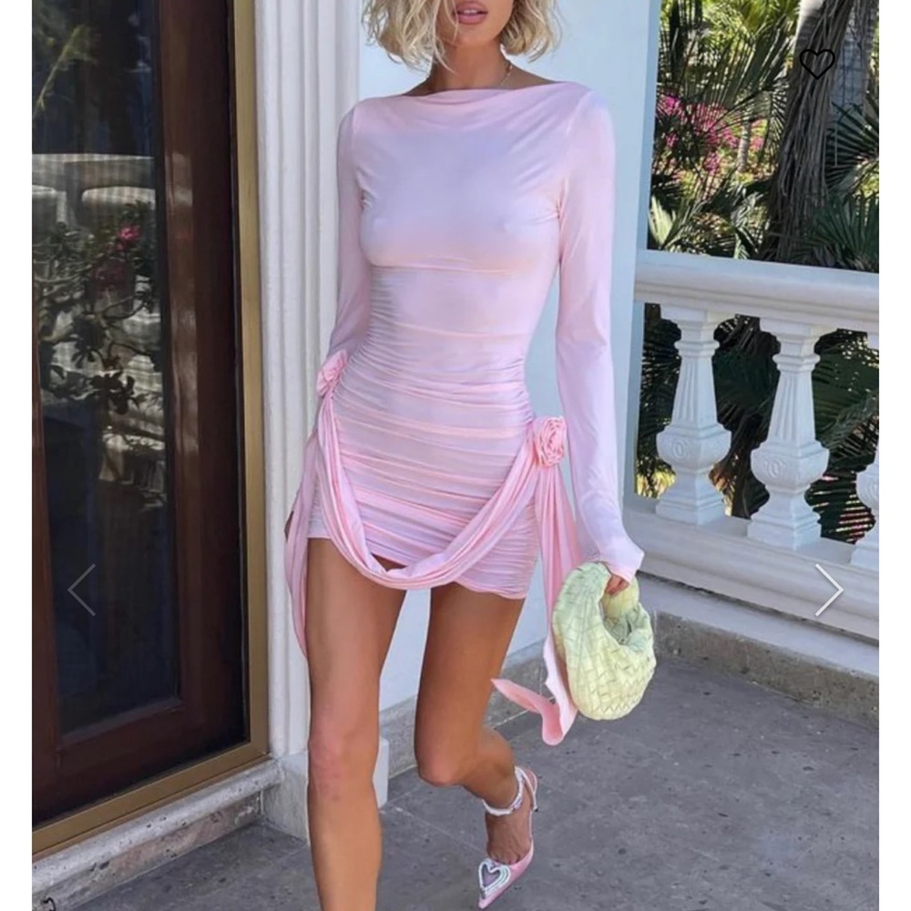 Lioness Ruched Pink and White Long Sleeve Blouse